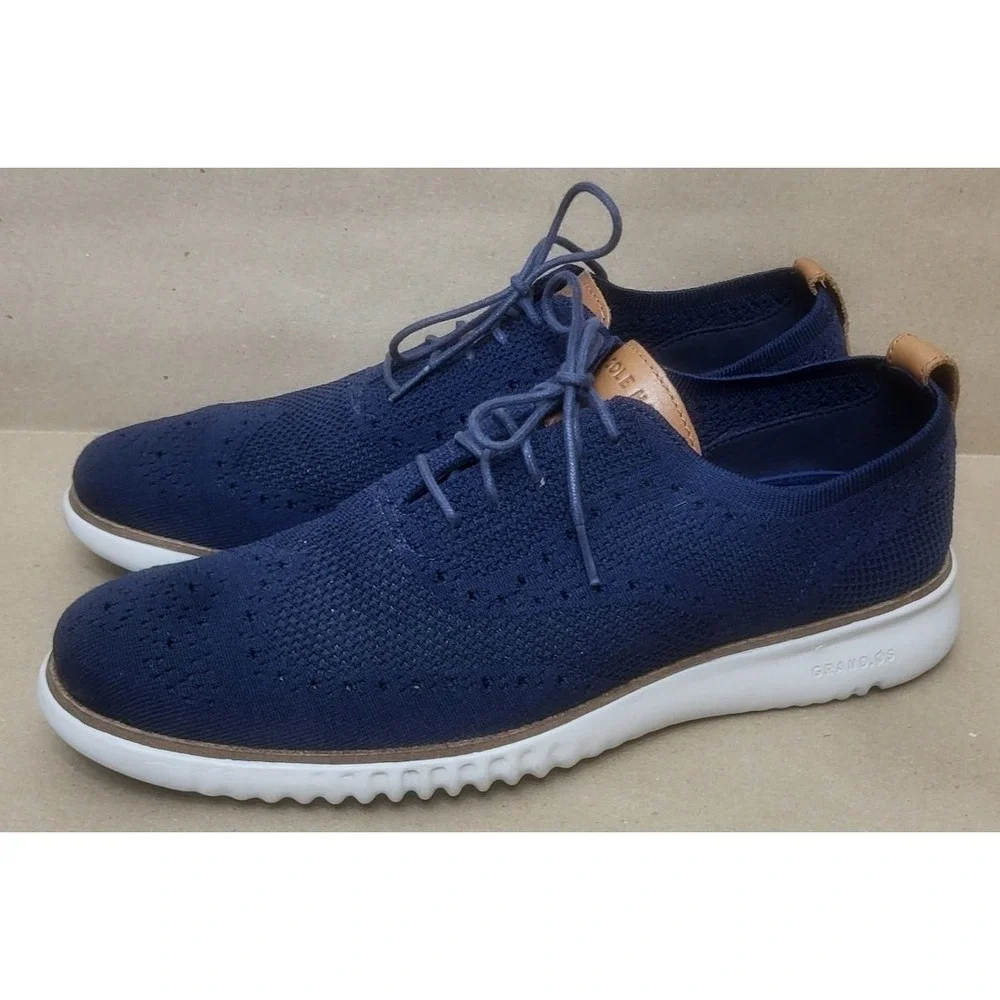 Cole Haan 2 Zerogrand (Sz 12 M) Stitchlite Blue Mens Knit Grand OS Wingtip